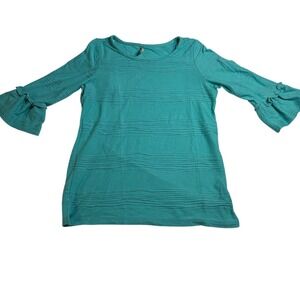 1775 Bell Sleeve Tunic Top Textured Knit Teal Green Women's Size S‎
